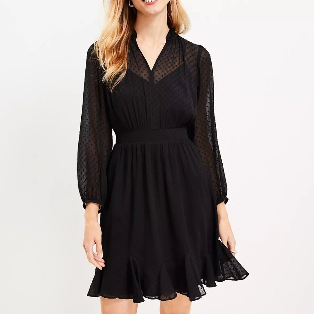 LOFT Clip Godet Flare Dress